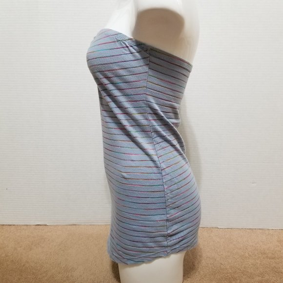 Realitee Threads top Small strapless rainbow striped ruched bust Y2K scene kid - Picture 2 of 12